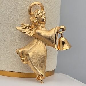 Gold-Plated Angel Brooch Vintage Holiday Christmas Vibes